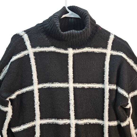 Alison Andrew's Black White Checked Sweater Turtleneck Size Small NWT Classic - Picture 3 of 8